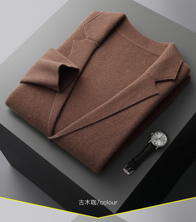 Lana de punto chaqueta los hombres moda casual negocios pequeño traje externo grueso suéter cardigan más tamaño suelta top