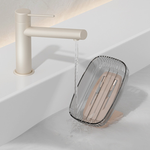 Soap box punch-free square wall-mounted transparent drain soap box household soap rack bathroom soap box storage rack