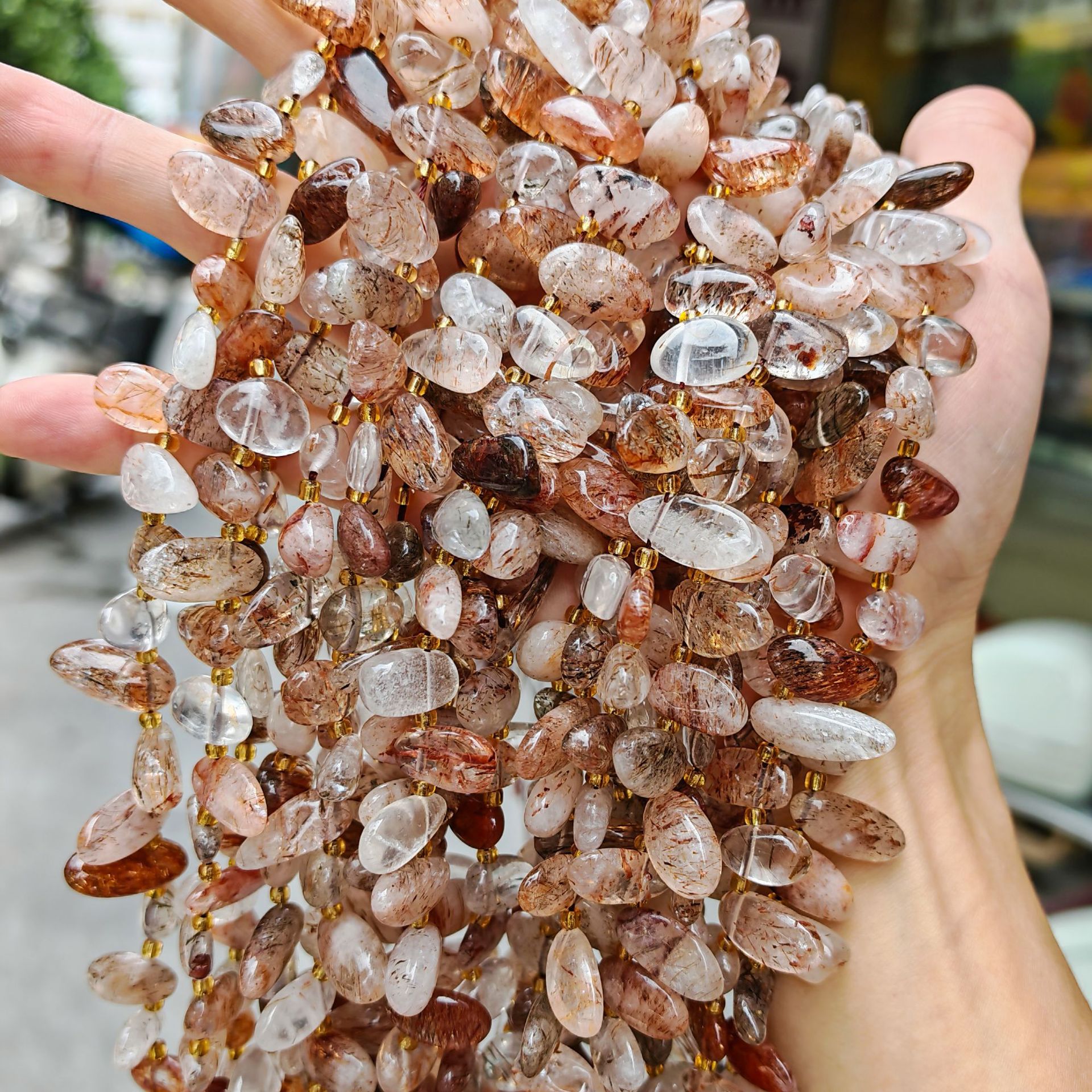 Piedra natural cristal piedra triturada amorfa agujeros laterales heterogéneos semiacabados joyería DIY perlas al por mayor