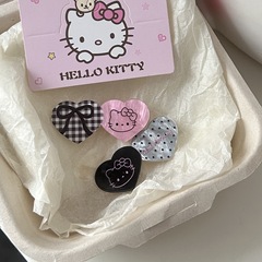 かわいい波点双愛Kittyヘアピン粉墨衝突色シンプルな少女心前髪クリップ漫画ヘアピン髪飾り