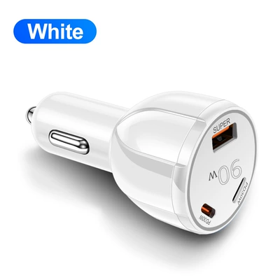 3 Port 90W Mobil şarj cihazları - white-bagged