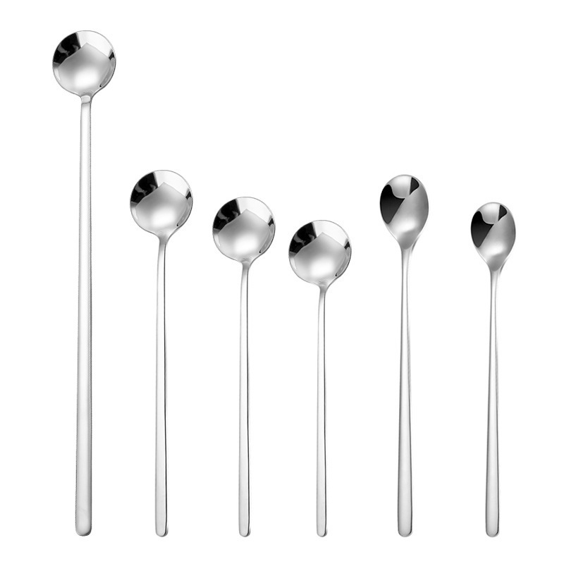 304 ステンレス鋼ラウンドスプーンクリエイティブロングハンドルコーヒー撹拌スプーン調味料スプーン家庭用デザートハニースプーン拡張アイススプーン|undefined