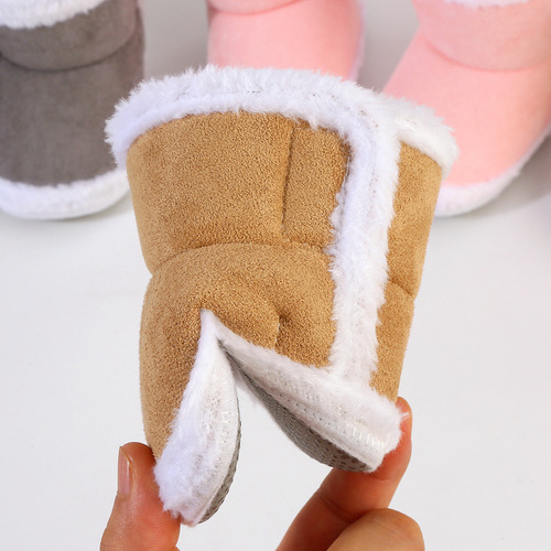 Children's winter cotton shoes for boys and girls, one-year-old infant winter baby shoes, plush baby shoes for learning to walk, soft sole