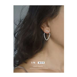 弧形鹅蛋一款两戴极简夹克耳钉女 ins风高级感耳饰  跨境爆款耳环