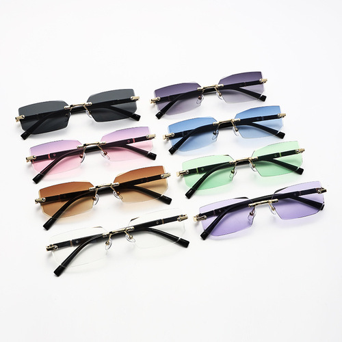 1583 New Model Frameless Fashion Sunglasses 2024 European and American Trend Cut Edge Black Sunglasses for Men Factory Wholesale SUNGLASSES