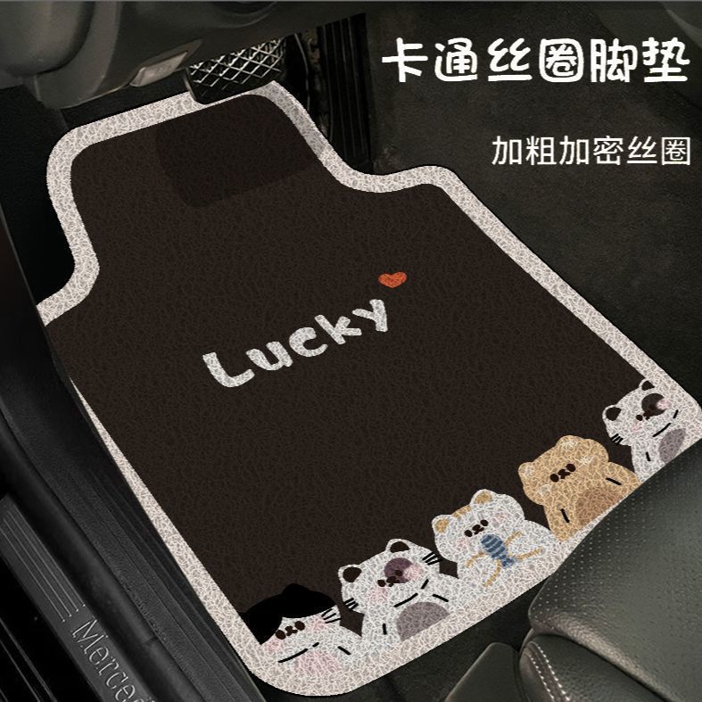 Car wire loop floor mat, single piece for the driver's side and passenger side, carpet-style driver's seat floor mat, universal