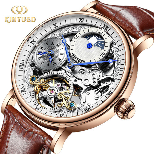 KINYUED men's watch hollow tourbillon fully automatic men's mechanical watch men's watch mechanical watch on behalf of