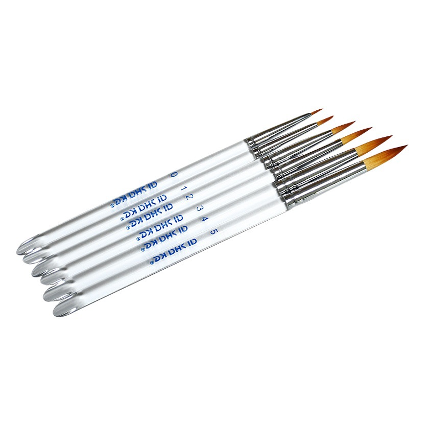 Aaishake acrílico nylon cabeza redonda cristal varilla gancho pluma acuarela uñas belleza cara pluma aceite cepillo varilla transparente