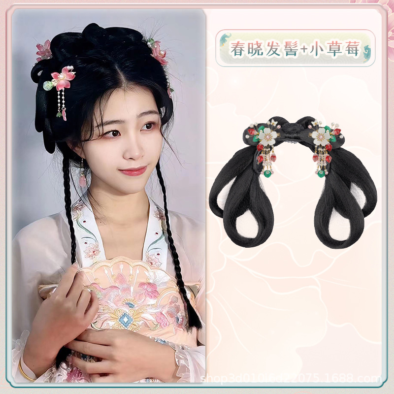 Chunxiao 부드러운 헤어 롤빵 작은 딸기 헤어 액세서리 한 쌍