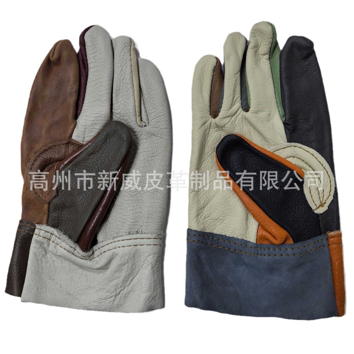 头层家私皮杂色三根手套  耐磨耐高温  防护防刺