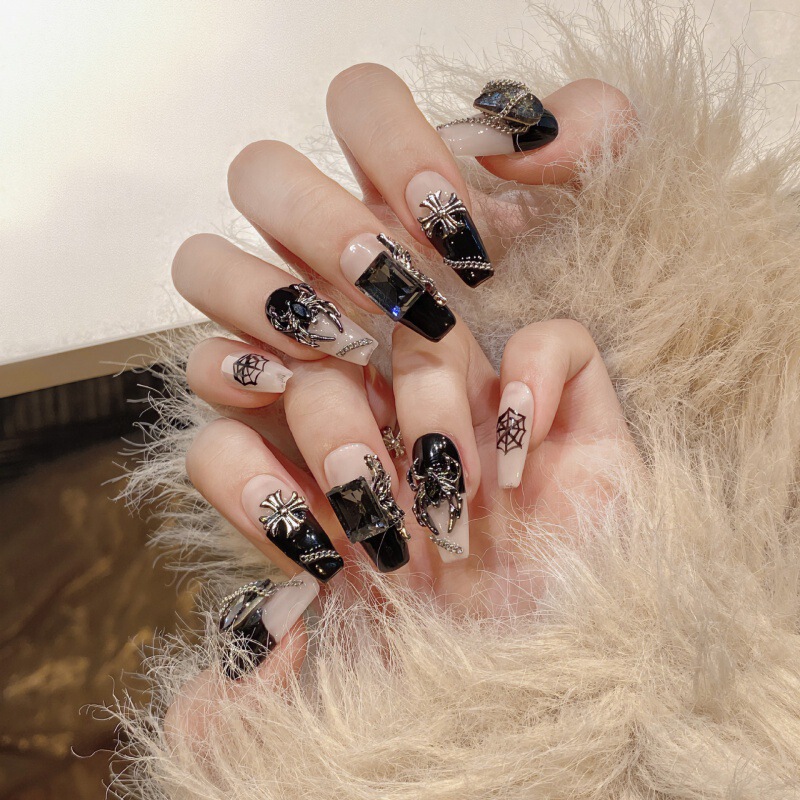 Heavy industry handmade wear manicure retro Spider Cross nail patch fake nail European and American wear nail detachable Heavy industry handmade wear manicure retro Spider Cross nail patch fake nail European and American wear nail detachable