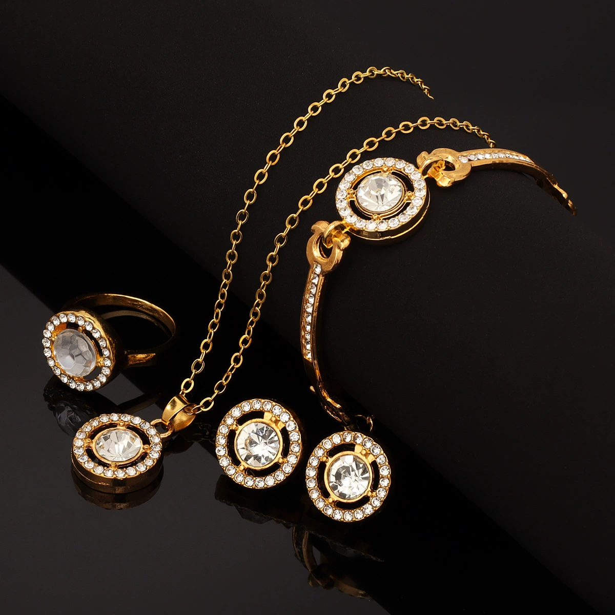 Jewelry, creative set, bracelet, necklace, chain, ring, 4 piece set, wholesale