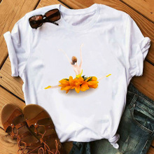����Yellow flower woman T-shirtʱ�и��Ի�ɫ����ȹŮ��T-shirt
