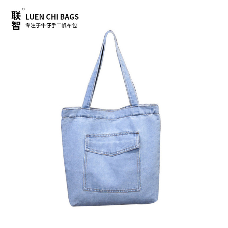 Bolso de mujer bolso corredizo de alta gama versión coreana bolso de hombro vaquero nuevo y de gran capacidad con bolsas de lona literarias y artísticas de ocio