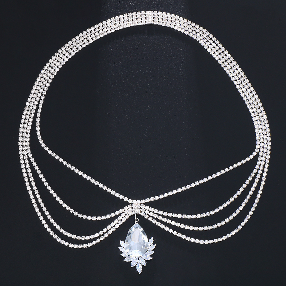 hot selling handmade water drop diamond hair chain bridal jewelry simple fashion headband headdress female Hair band_voghion.com
