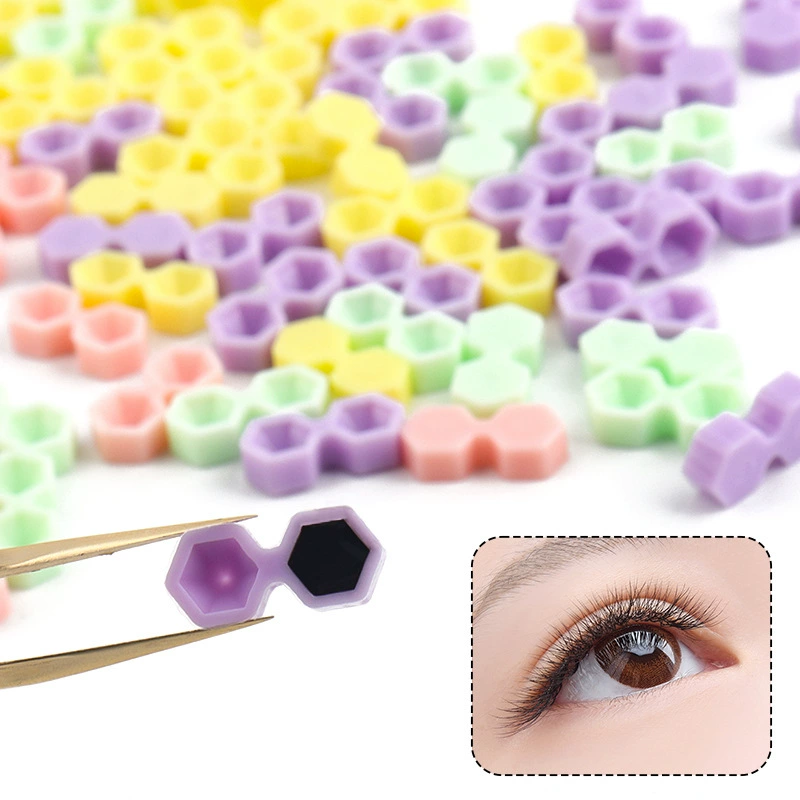 Eyelash Glue Dots — Single‑Use Micro Glue Cups, ~200 pcs Pack, Pastel Colors (Pink/Green/Purple/Yellow)