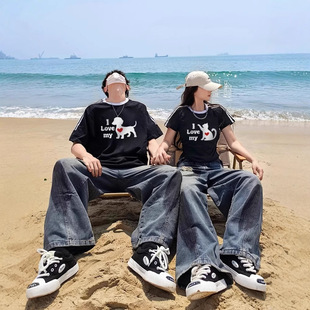 Summer Pure Cotton Short-Sleeved T-Shirts for Couples, Lazy Loose Niche Design Tops for Men and Women, Student Trendy Brand Class Uniforms