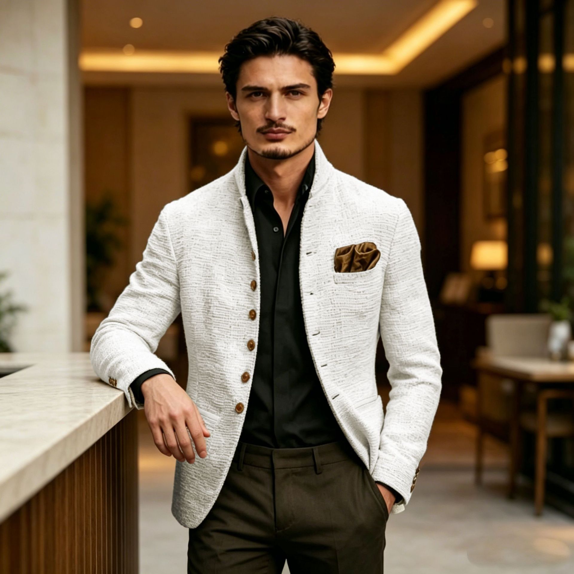 Cross-Border Autumn and Winter Windbreaker Men's Coat Trendy Fashion Dragon and Phoenix Woolen Mid-Length Coat Woolen Coat