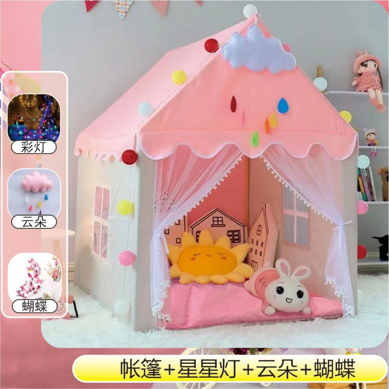 Casa de juegos Casa pequeña Casa de castillo Casa de princesa Dormida casa juguetes mosquiteros regalo de cumpleaños tienda de campaña para niños Interior