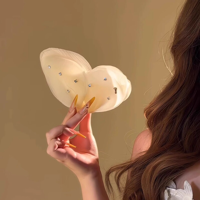 2025 新フラッシュダイヤモンドチュール蝶グリッパーハイエンドヘッドバンドヘアアクセサリー女性のフレンチスーパーフェアリーメッシュヘアピンヘアグリッパー|undefined