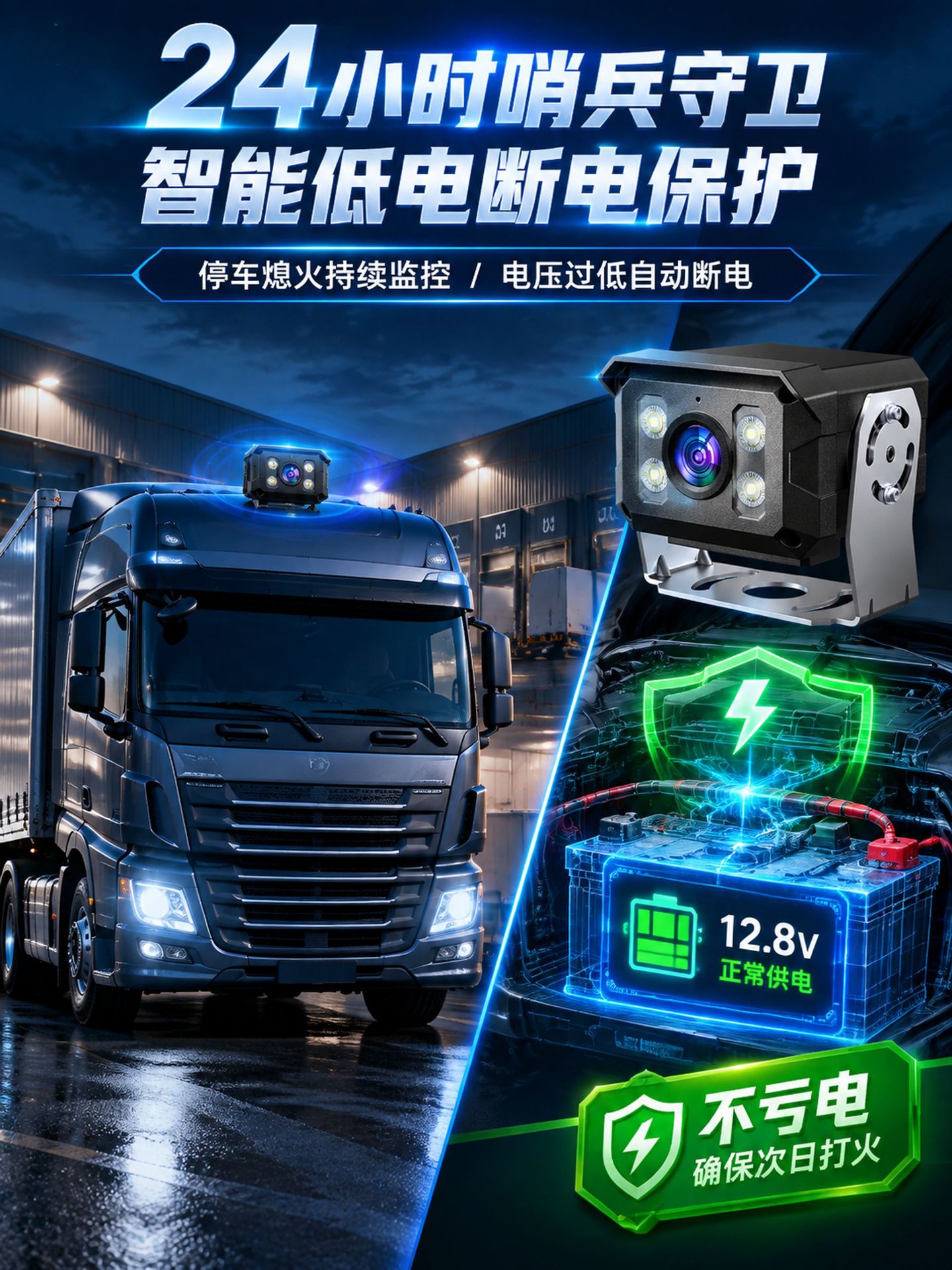 Truck heavy-duty remote surveillance camera with GPS positioning, intercom, and high-definition night vision driving recorder