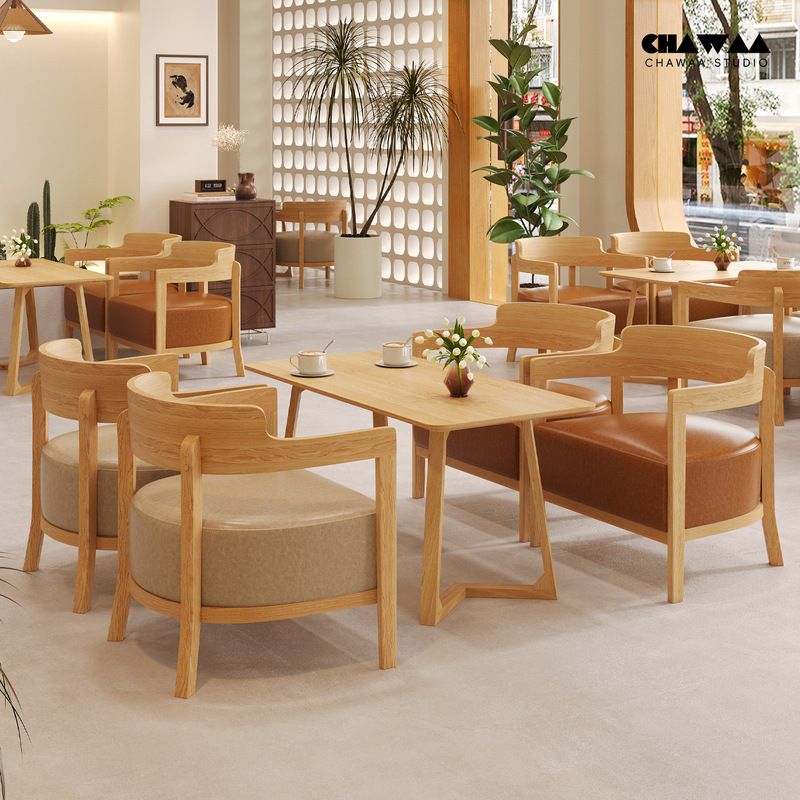 Simple cafe table and chair set, suitable for milk tea shops, bars, lounges, leisure areas, sofa for discussions and reception Simple cafe table and chair set, suitable for milk tea shops, bars, lounges, leisure areas, sofa for discussions and reception