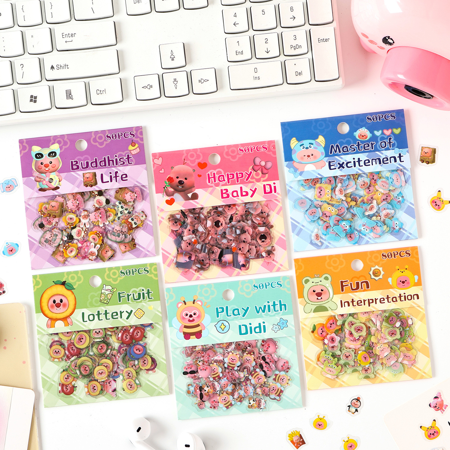 Pretty Boy Rudy Series Pet Impermeable Cute Cartoon Pegatinas para niños Pet creativo Material de película de corte Pet Paquete de pegatinas de cuenta manual