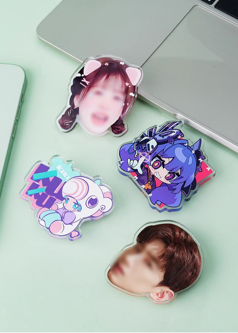 Personalized patterned dual pet star avatar rotating magnetic desktop customization acrylic mobile phone air cushion holder
