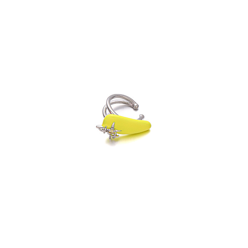 Japón y Corea del Sur dopamina color esmalte frío nicho de diseño original amor incrustado zircon diseño sin agujeros de orejas clip de hueso de orejas