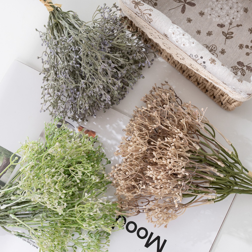 綠植物批發滿天星豆配草仿真花假花裝飾工藝品INS風跨境YC1072