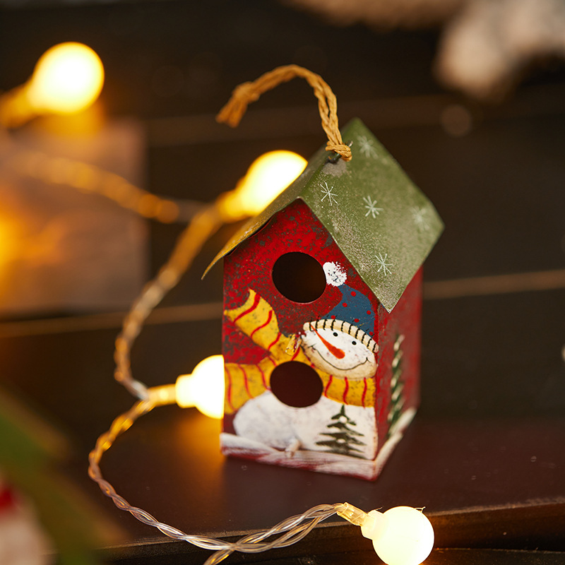 Navidad hoja de hierro pequeña casa colgante 10cm mesa de Navidad árbol de Navidad decoración colgante hierro forjado decoración