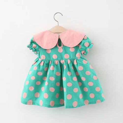 1238 Children's Apparel Wholesale Summer New Full Body Polka Dot Dress Girl Child Short Sleeve Skirt Princess Dress Dropshipping