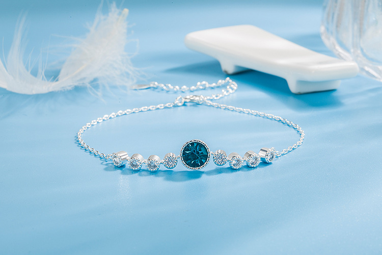 Fashion Round Silver Plated Inlay Zircon Bracelets 1 Piece