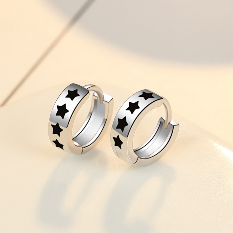 Black Pentagram Earrings Mens and Womens Earrings New Light Luxury Cold Style Personality Epoxy Stud Earringspicture13
