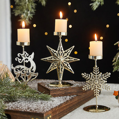 新しいクリスマス燭台ショーウインドー金属鉄芸ヘラジカ雪花クリスマス装飾品配置雰囲気ろうそくトレイ