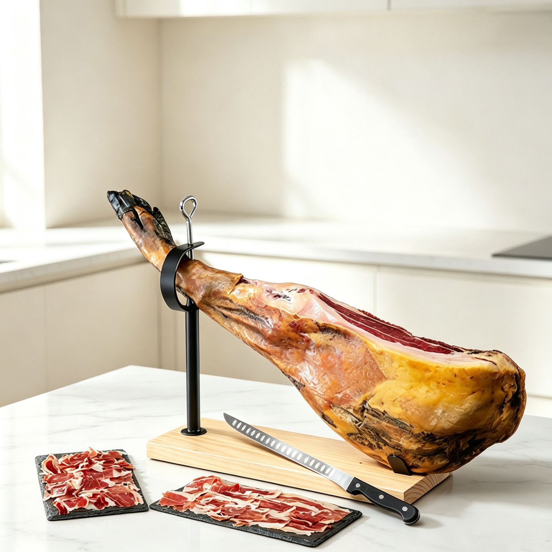 Soporte de exhibición de jamón Barma con cortador de jamón y Palo de afilado y conjunto de jamón