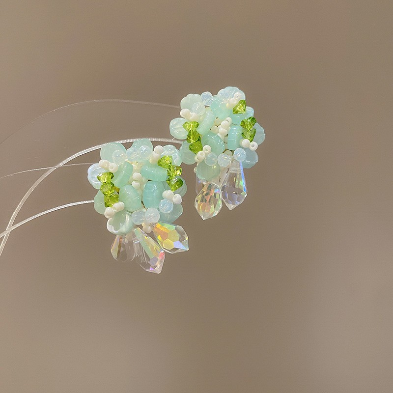 Pendientes de borla de flor de súper hada de plata Pendientes de ins pequeños frescos y dulces Personalidad de moda Pendientes de alta gama al por mayor