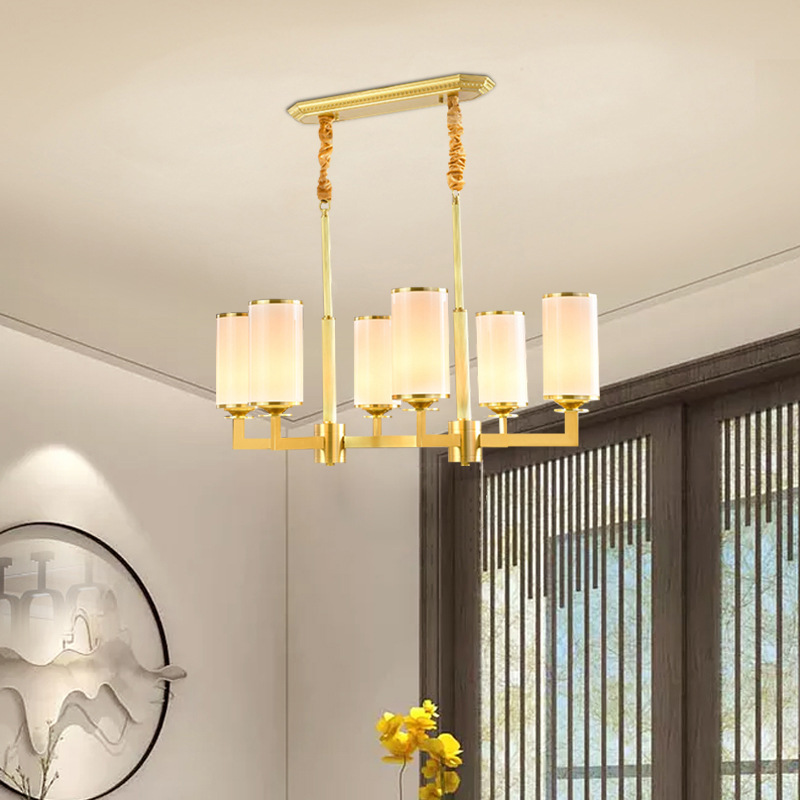 Designer's New Chinese Style Light Luxury Full Copper Chandelier Living Room Dining Room Bedroom Chinese Style Modern Simple Villa Chandelier