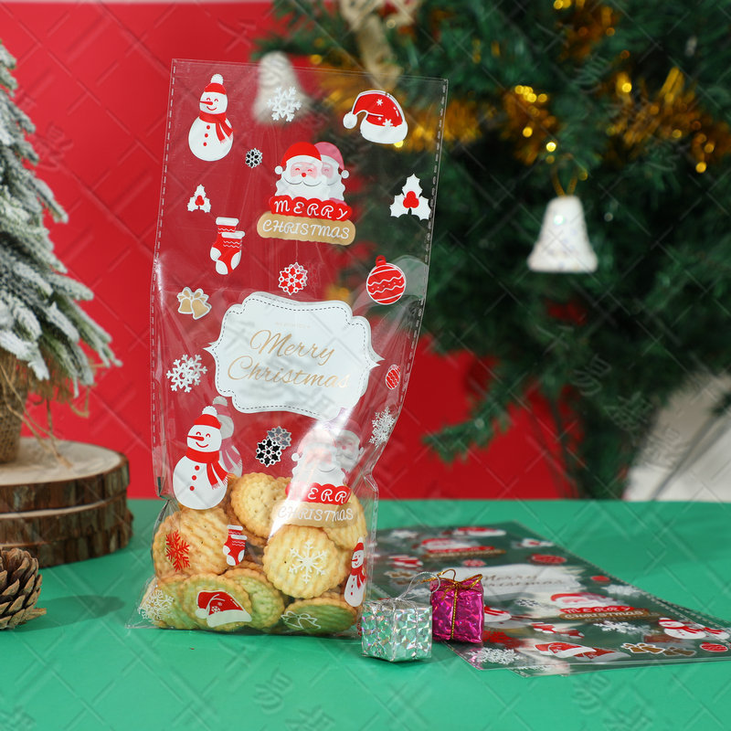 2025年 クリスマス キャンディバッグ トースト袋 食品包装袋 透明ガラス紙 フラットポケット ギフト包装袋|undefined