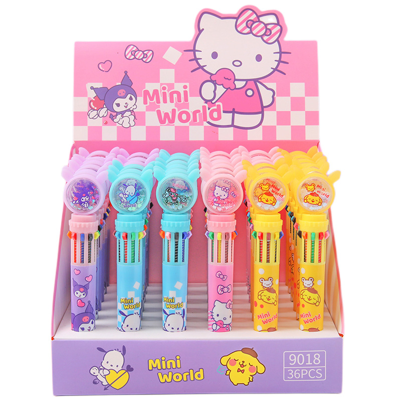 Límera encantadora 10 colores lápiz de bolas dibujos animados de alto valor de la cara cuentas de mano color material lápiz estudiantes artículos de papelería