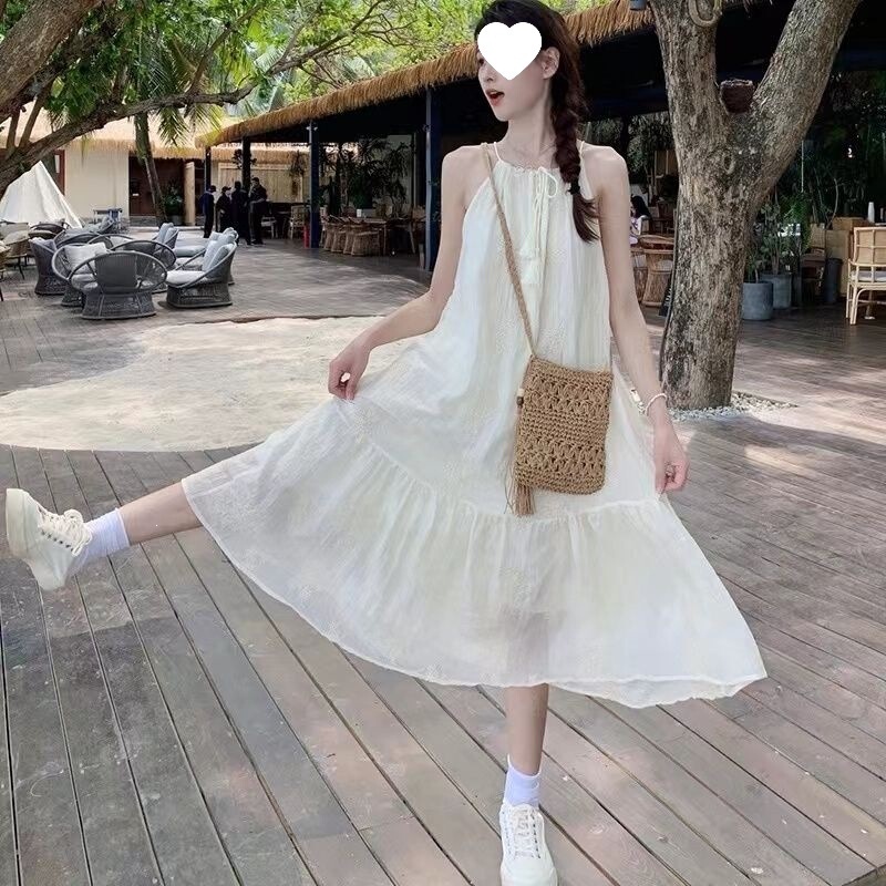Yunnan Xiyu Sanya Beach French Halter Neck Dress for Women, 2026 Summer New Sleeveless Vacation Style Long Dress Yunnan Xiyu Sanya Beach French Halter Neck Dress for Women, 2026 Summer New Sleeveless Vacation Style Long Dress