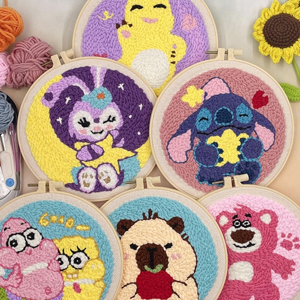 戳戳绣卡通动漫材料包俄罗斯手工绣挂墙刺绣戳针学生毛线绣
