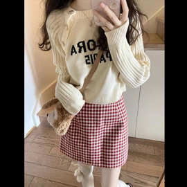 浣熊绒套头软糯毛衣女秋冬加厚设计感小众针织衫宽松慵懒短款上衣