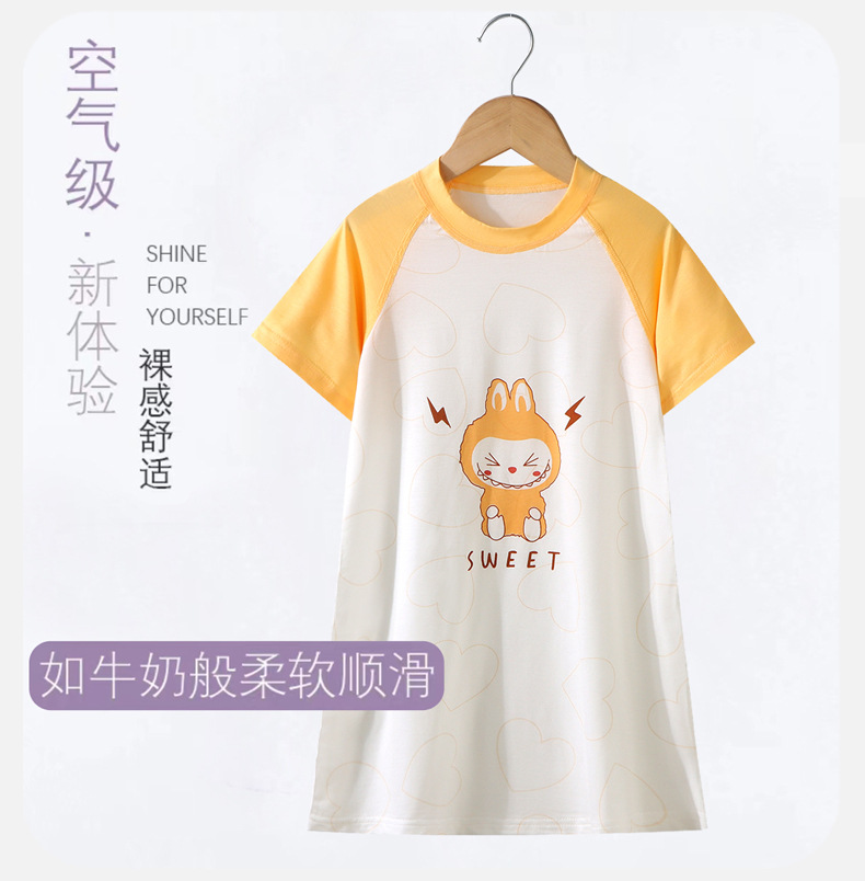 Camisón para niñas modal primavera y otoño para niños grandes de manga larga estilo princesa falda para niñas ropa de hogar para niños pijamas para bebés