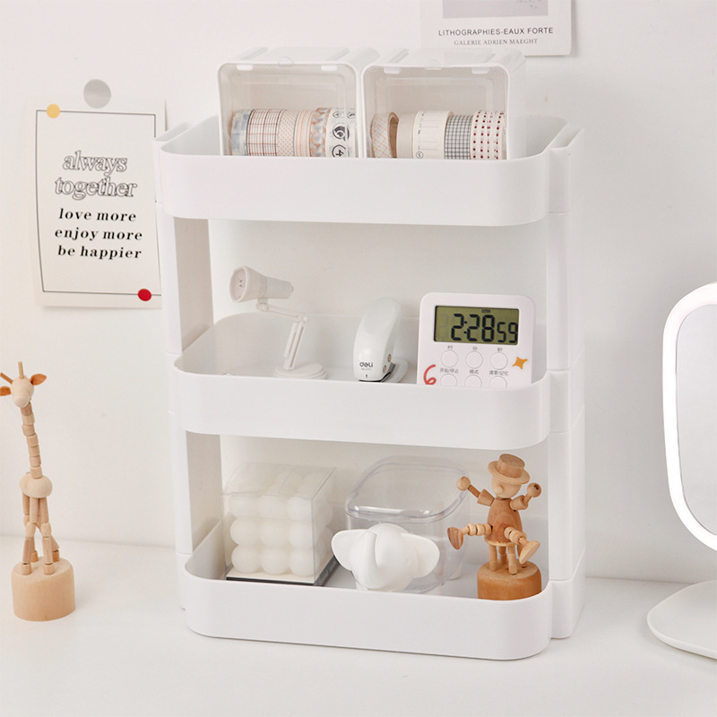 Estantes de escritorio transfronterizos de doble capa de dormitorio cosméticos de oficina estantes de almacenamiento de artículos diversos dormitorios de estudiantes estantes de orden de artefactos