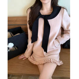 【海德堡情书】小香学院风羊毛呢大衣半身裙套装秋冬新款两件套裙