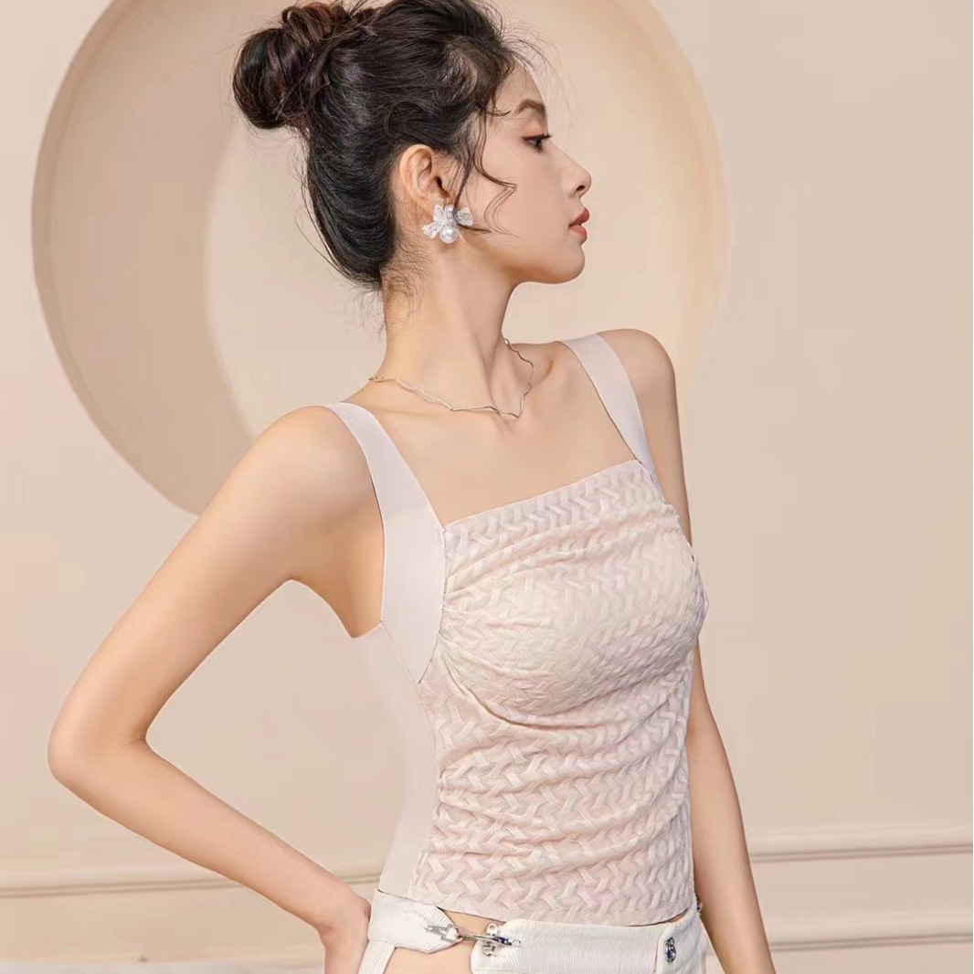 8816 Bubble Encaje, pliegues, tirantes anchos, ropa interior tipo chaleco, talla grande, tapón elástico, carne delgada, ropa interior fina, ropa exterior