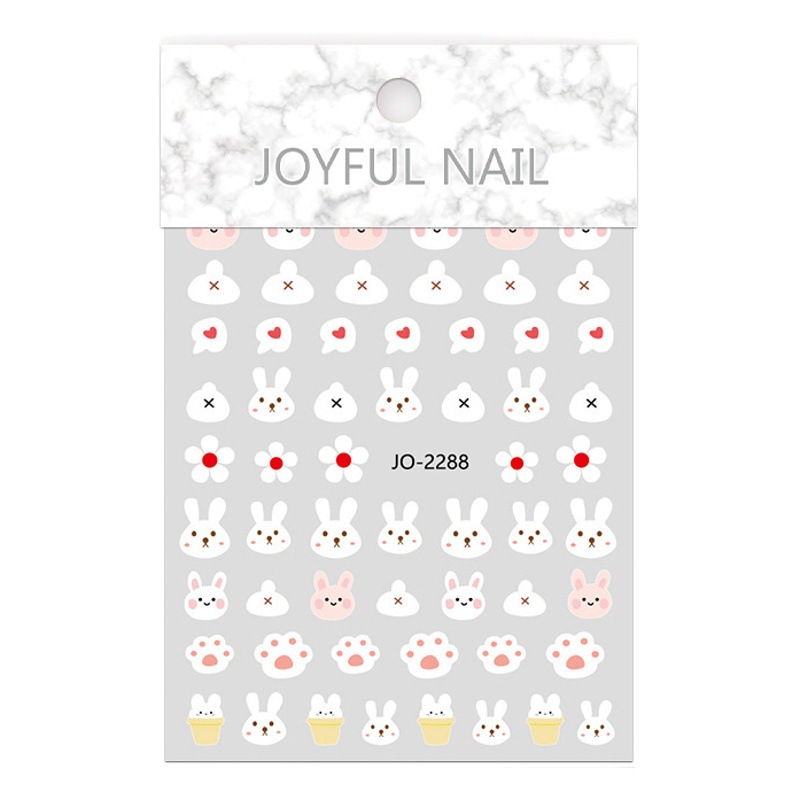 2023 nuevo lindo conejo año uñas pegatinas Pequeño Libro Rojo niños dibujos animados conejito uñas pegatinas con adhesivo