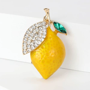 New Small Fresh Lemon Brooch Accessories Enamel Oil Dripping Fruit Pin Simple Versatile Corsage for Men and Women