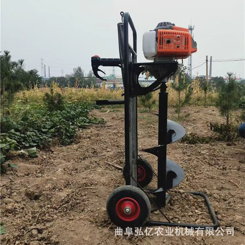 苹果园小型手提施肥钻孔机户外植树埋桩打坑机大口径螺旋式地钻
